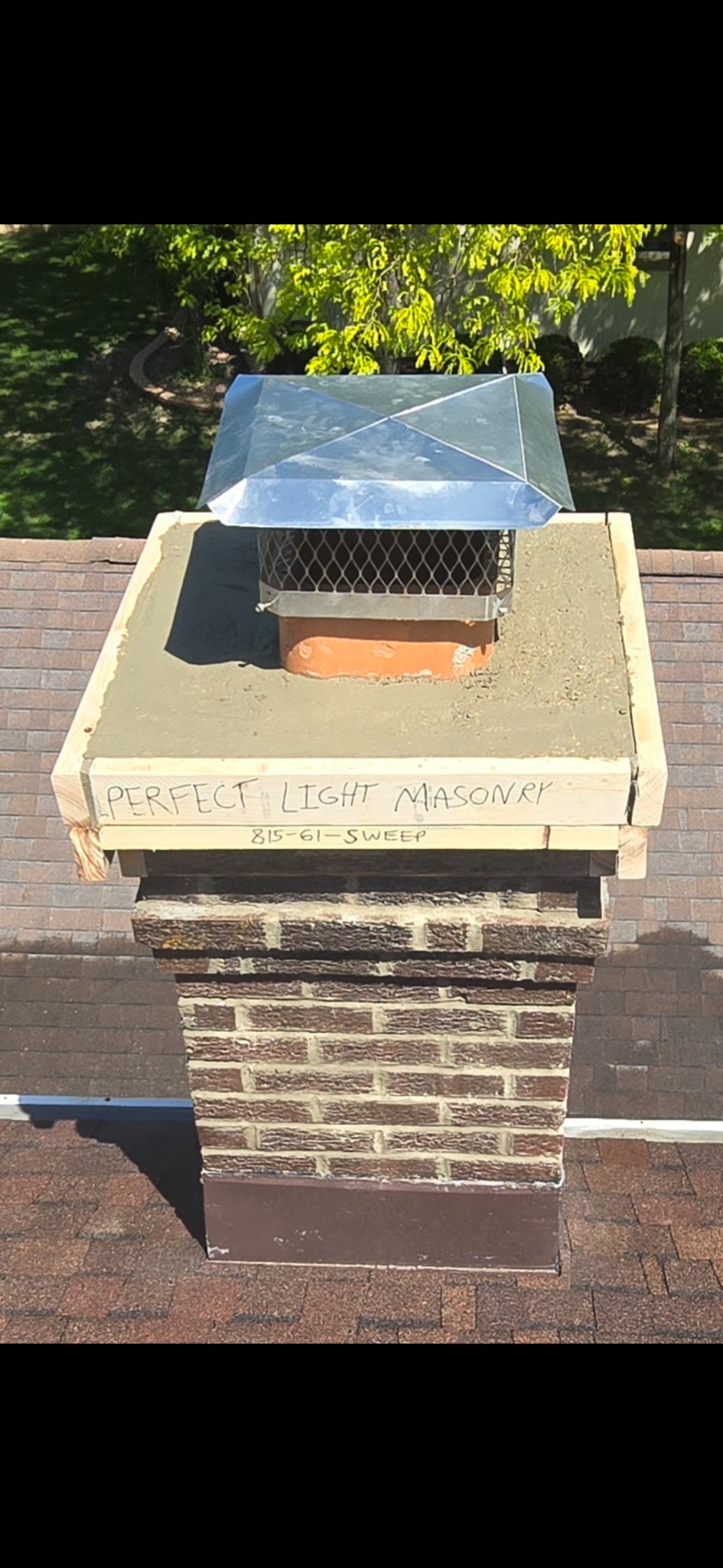 Rebuilt brick chimney